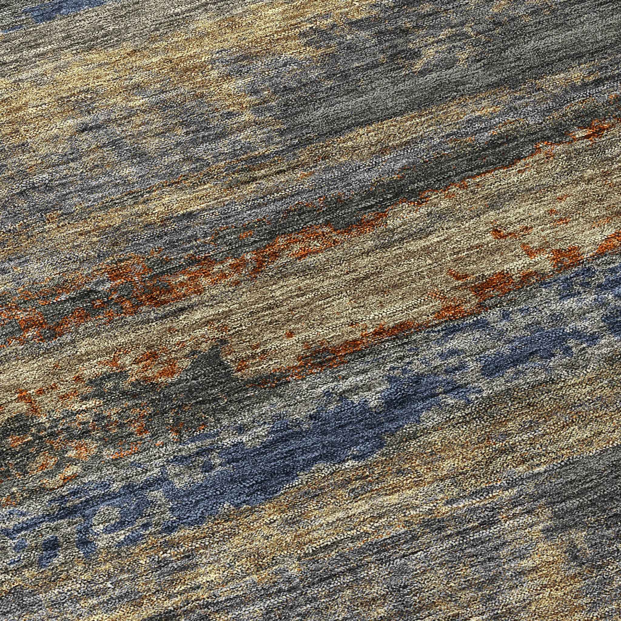 8' Graphite And Gray Round Abstract Washable Indoor Outdoor Area Rug