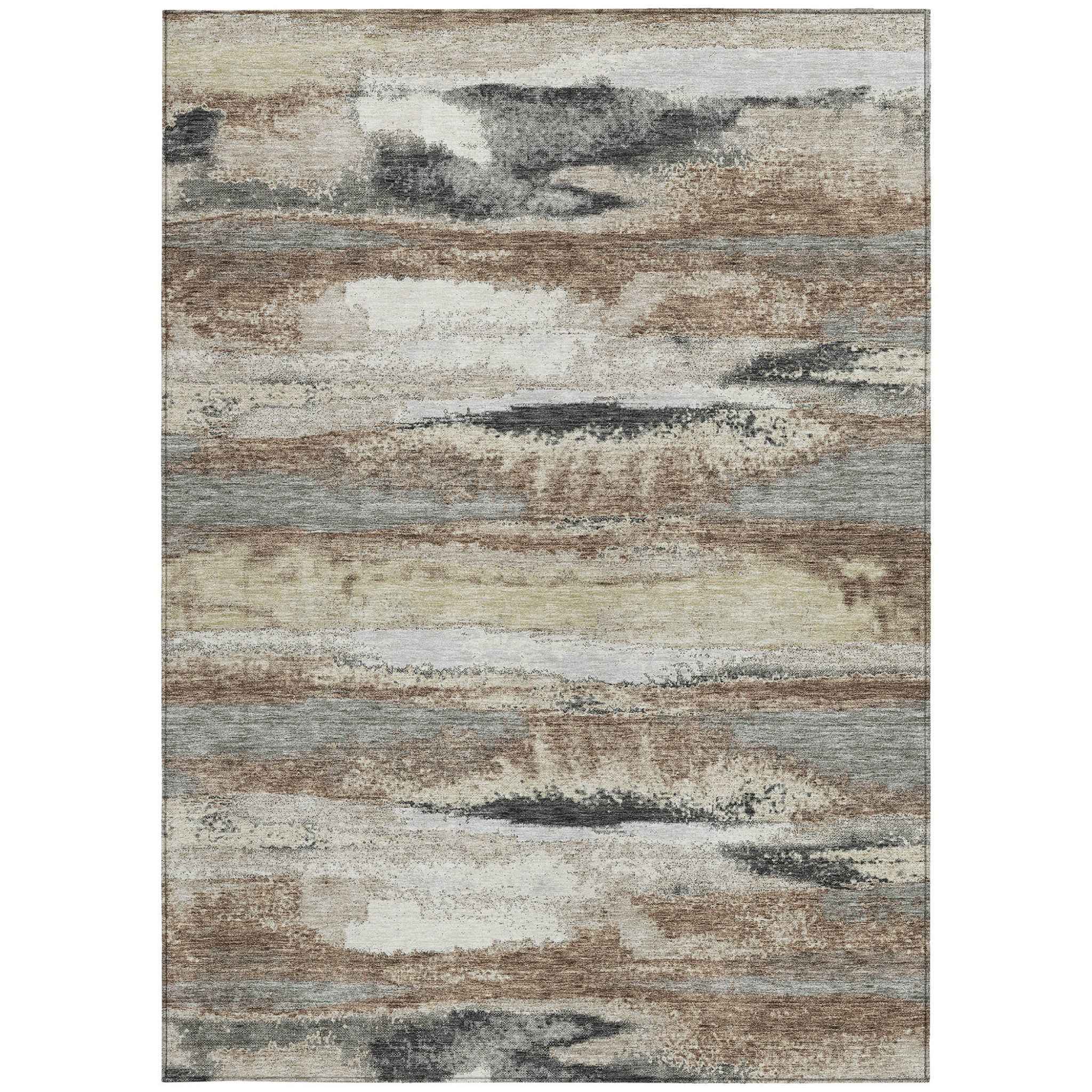 10' X 14' Taupe Beige And Ivory Abstract Washable Indoor Outdoor Area Rug