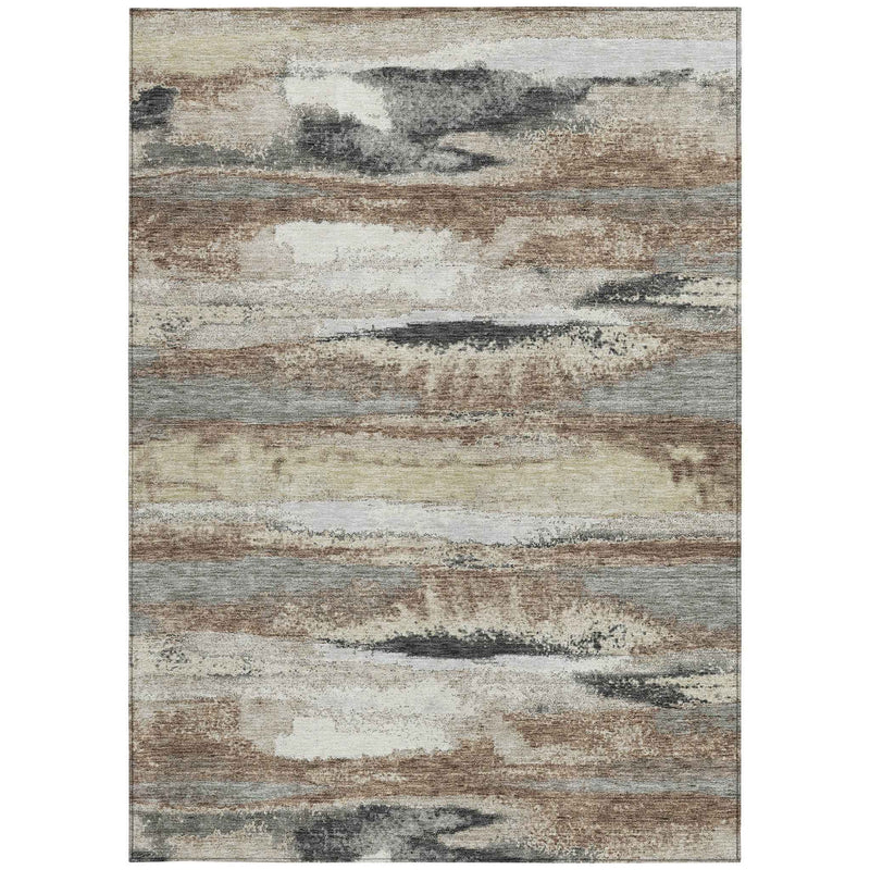 10' X 14' Taupe Beige And Ivory Abstract Washable Indoor Outdoor Area Rug