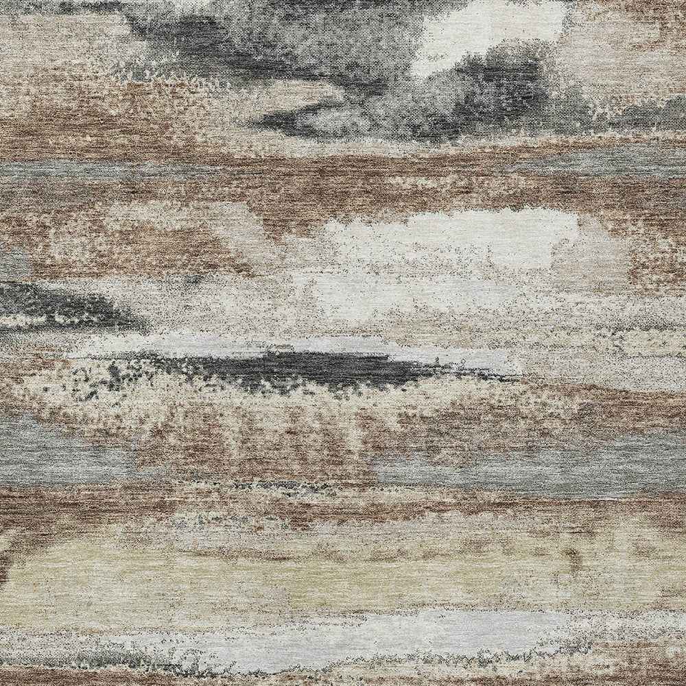 10' X 14' Taupe Beige And Ivory Abstract Washable Indoor Outdoor Area Rug