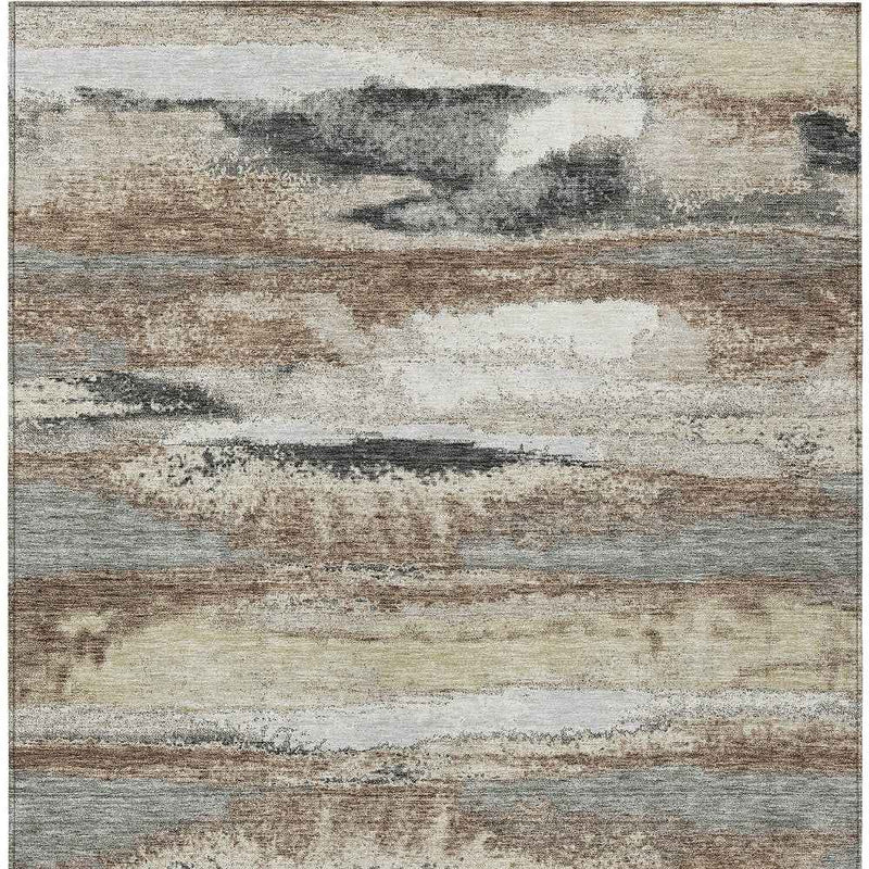 3' X 5' Taupe Beige And Ivory Abstract Washable Indoor Outdoor Area Rug
