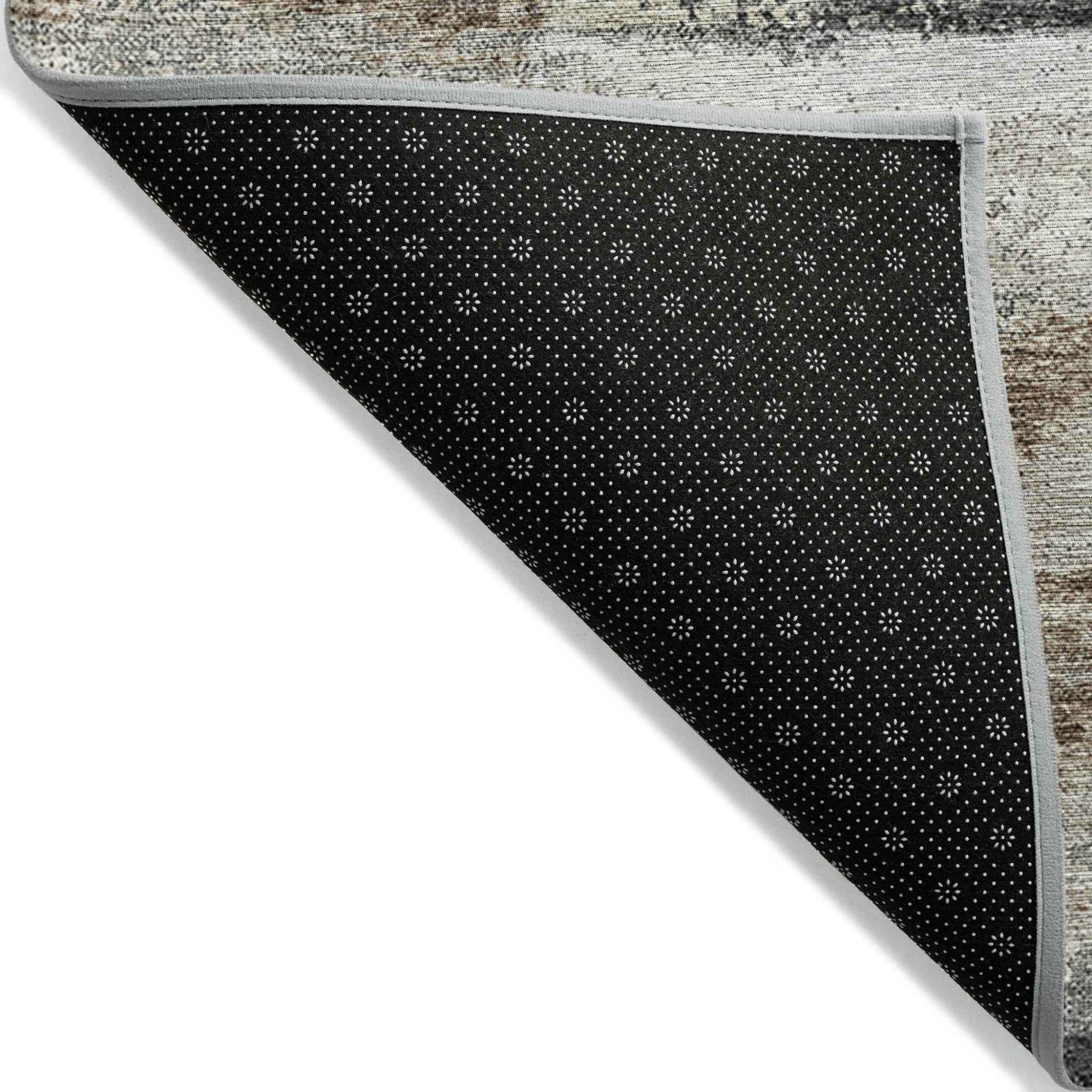 3' X 5' Taupe Beige And Ivory Abstract Washable Indoor Outdoor Area Rug