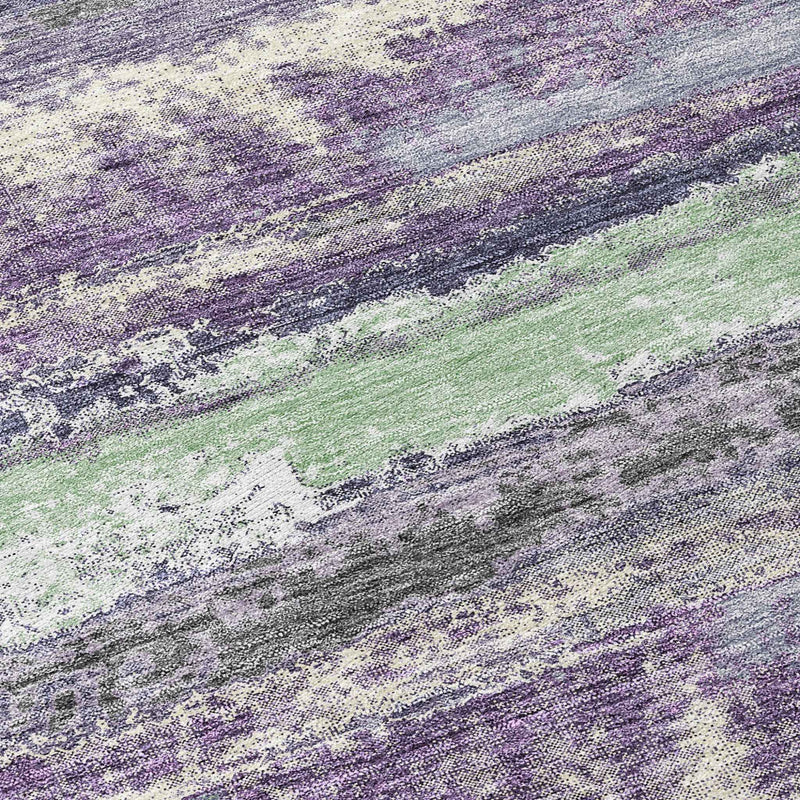 8' Purple And Lavender Round Abstract Washable Indoor Outdoor Area Rug