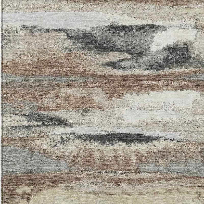 8' X 10' Taupe Beige And Ivory Abstract Washable Indoor Outdoor Area Rug