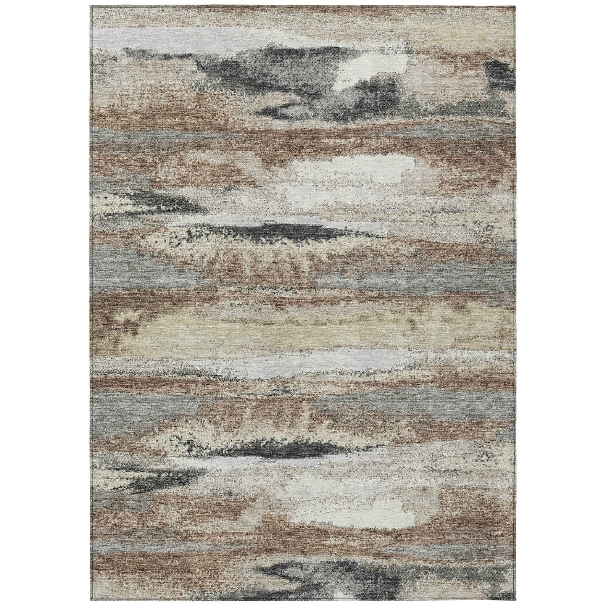 8' X 10' Taupe Beige And Ivory Abstract Washable Indoor Outdoor Area Rug