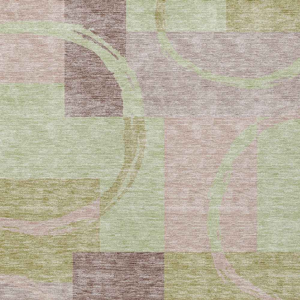 5' X 8' Blush And Mint Green Abstract Washable Indoor Outdoor Area Rug