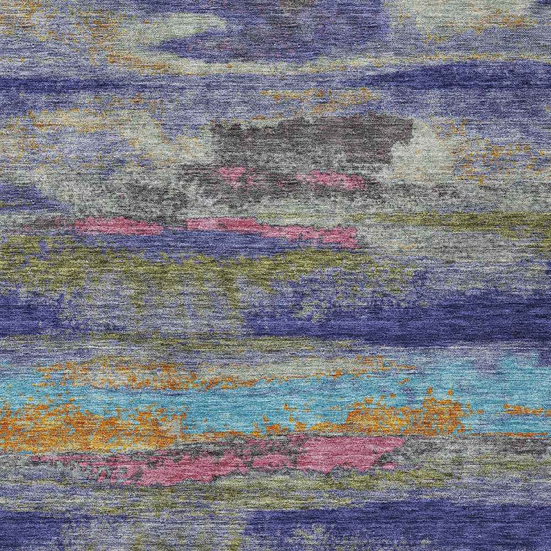 8' X 10' Lavender Pink And Blue Abstract Washable Indoor Outdoor Area Rug