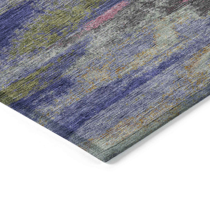 8' X 10' Lavender Pink And Blue Abstract Washable Indoor Outdoor Area Rug