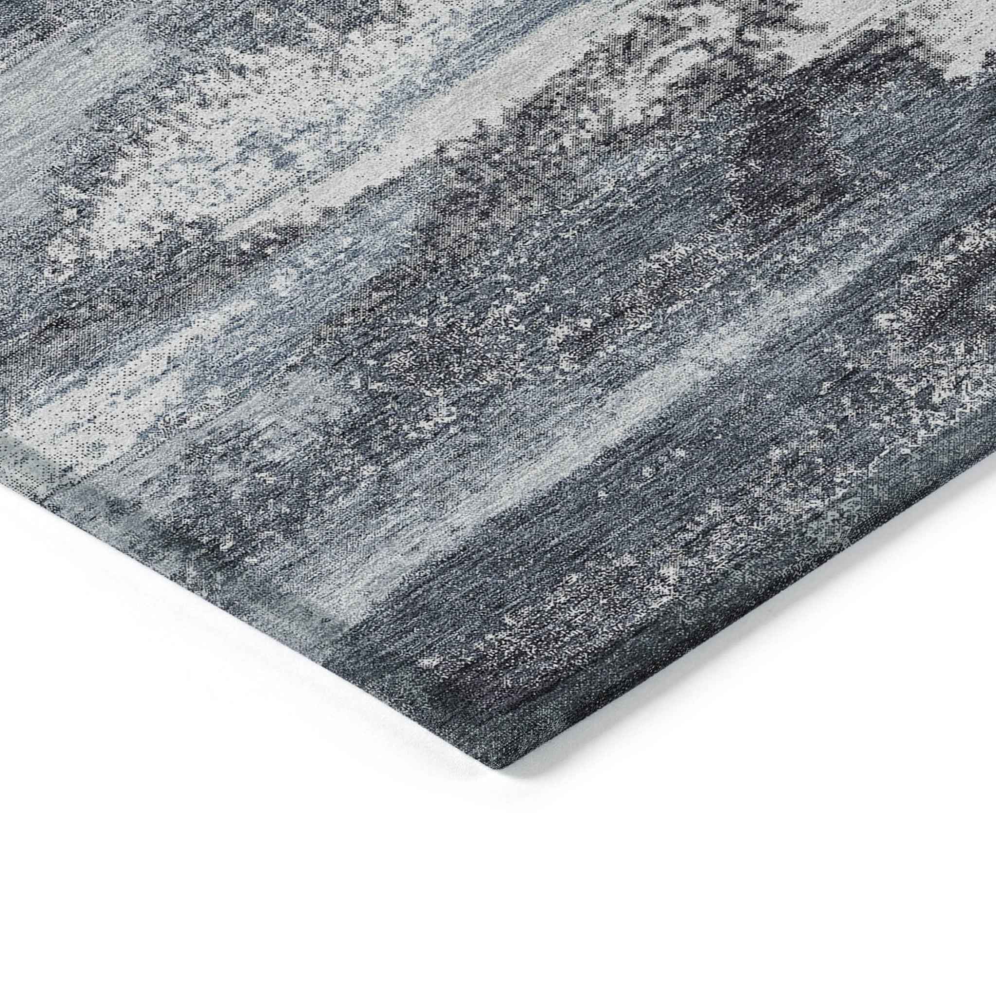 9' X 12' Gray And Silver Abstract Washable Indoor Outdoor Area Rug