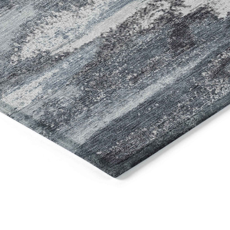 9' X 12' Gray And Silver Abstract Washable Indoor Outdoor Area Rug