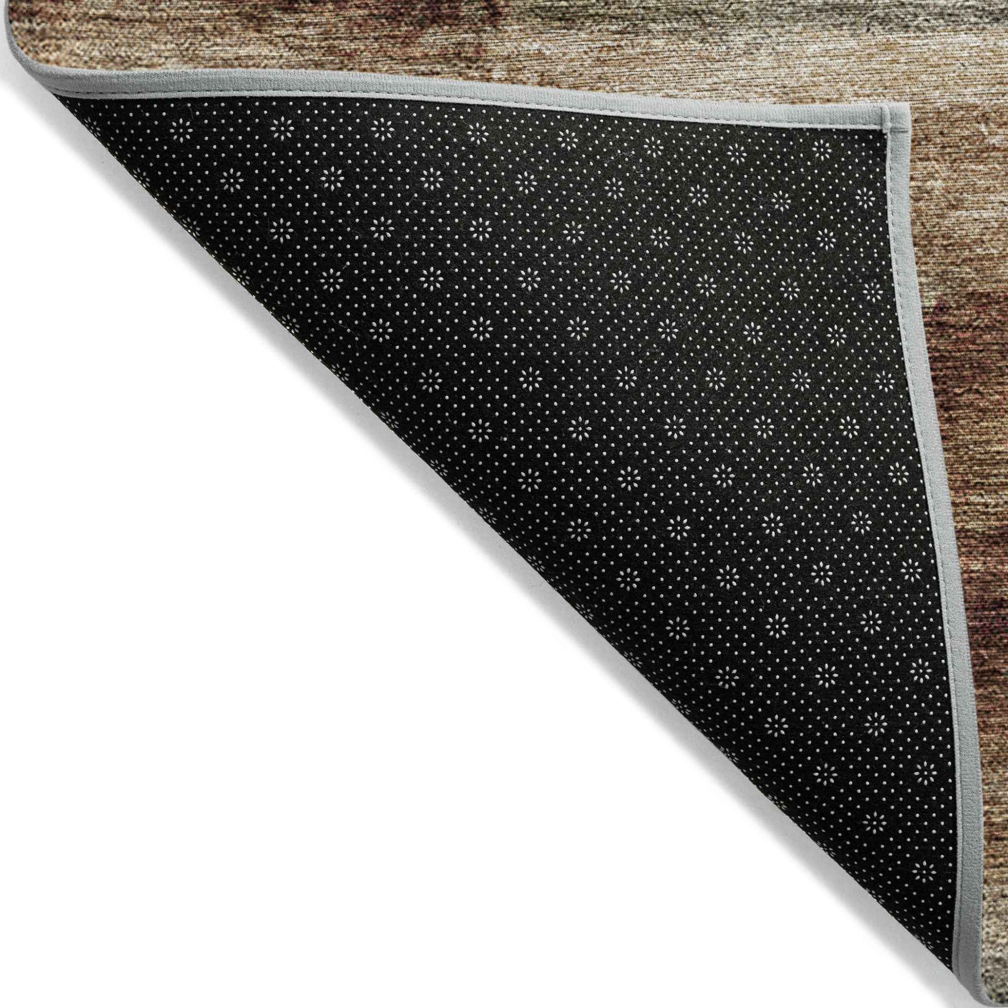 8' X 10' Brown Beige And Burgundy Abstract Washable Indoor Outdoor Area Rug