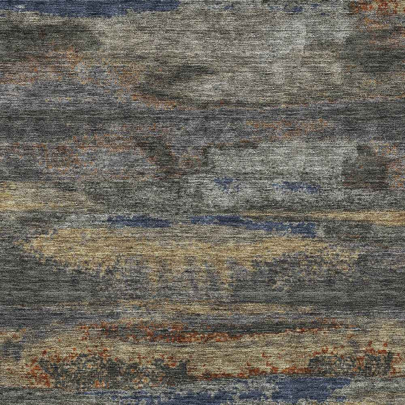 5' X 8' Graphite And Gray Abstract Washable Indoor Outdoor Area Rug