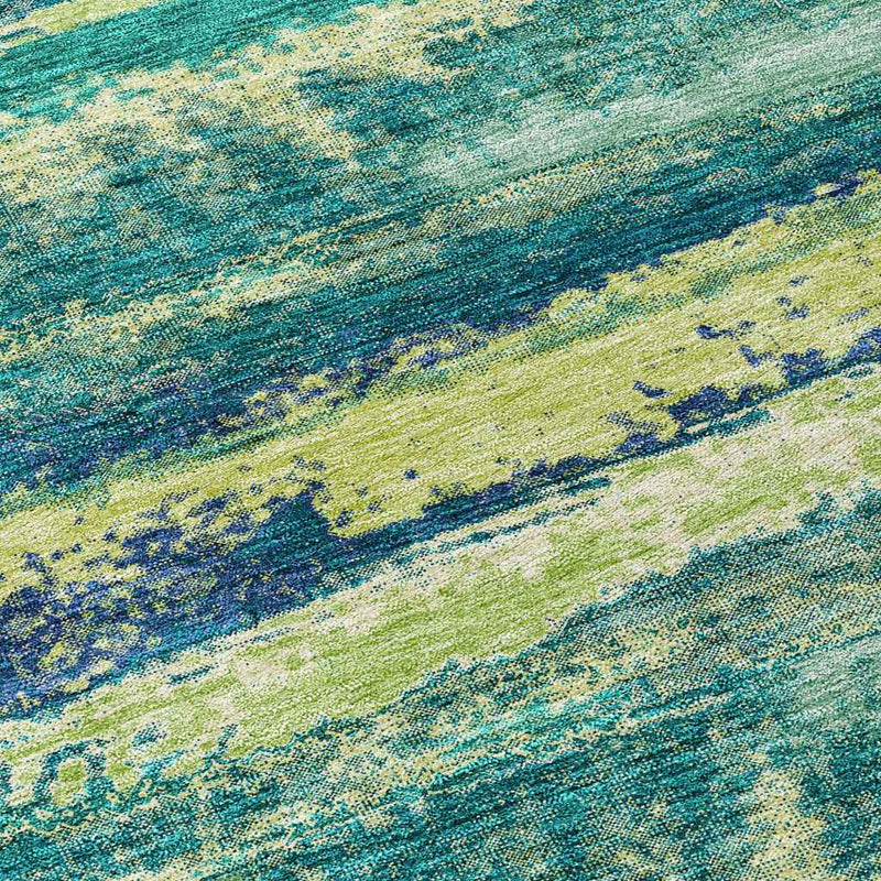 9' X 12' Emerald And Lime Green Abstract Washable Indoor Outdoor Area Rug