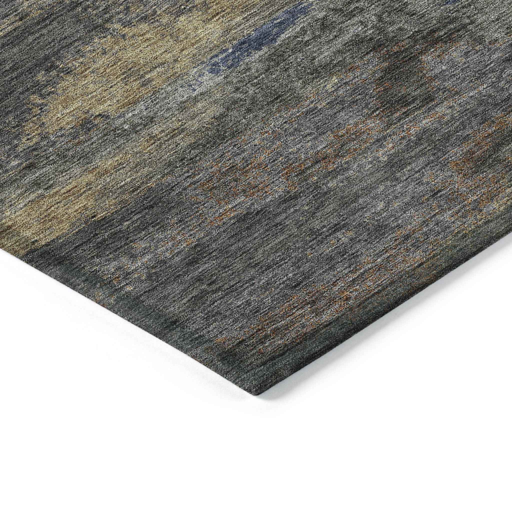 8' X 10' Graphite And Gray Abstract Washable Indoor Outdoor Area Rug