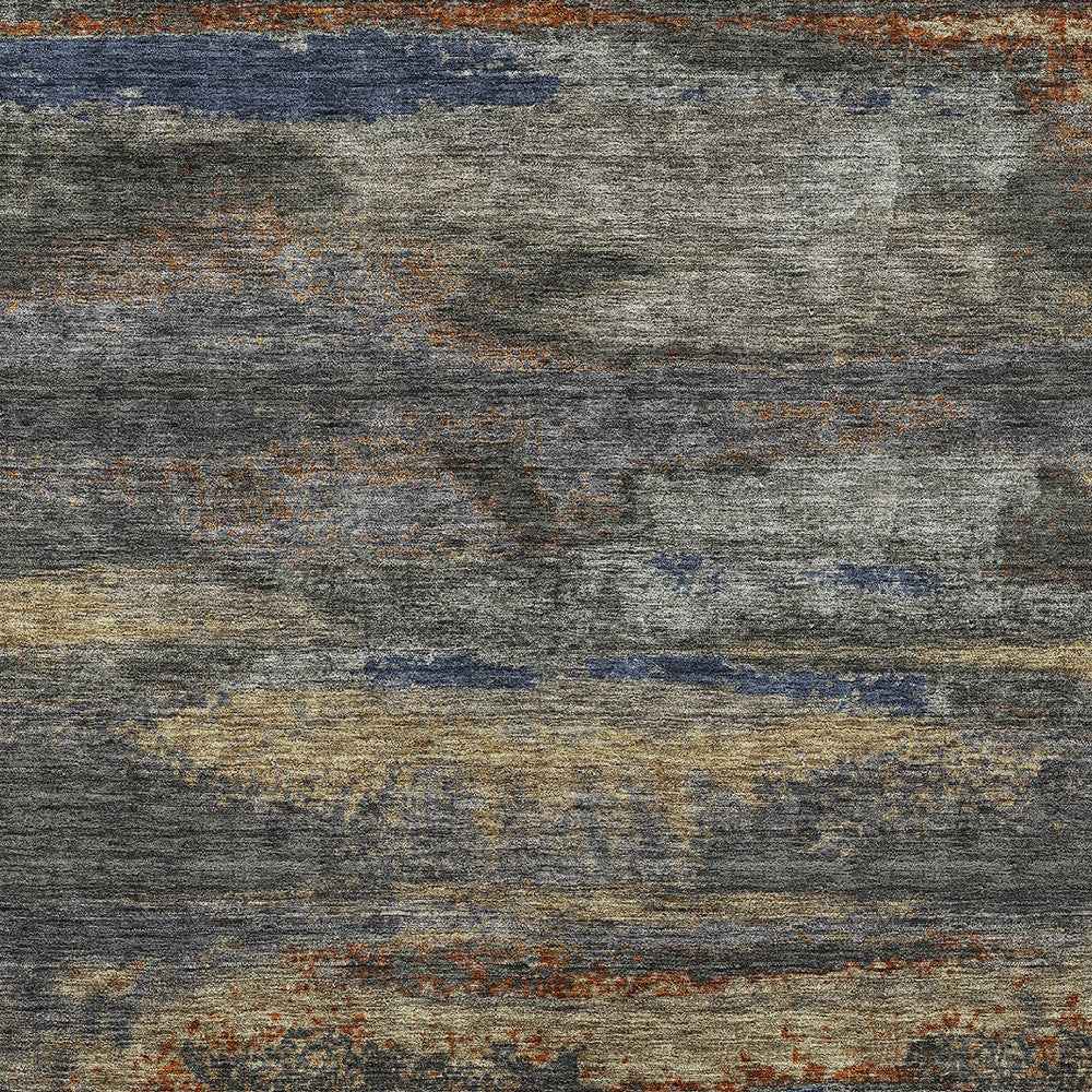 8' X 10' Graphite And Gray Abstract Washable Indoor Outdoor Area Rug