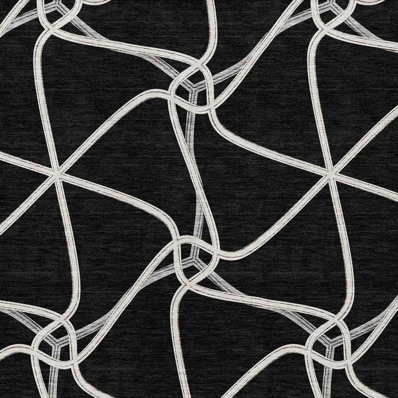 3' X 5' Black And Ivory Geometric Washable Indoor Outdoor Area Rug