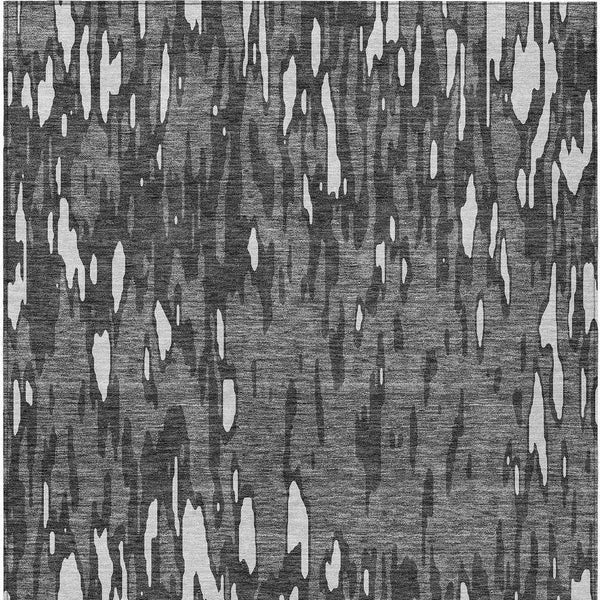 10' X 14' Gray And Ivory Abstract Washable Indoor Outdoor Area Rug