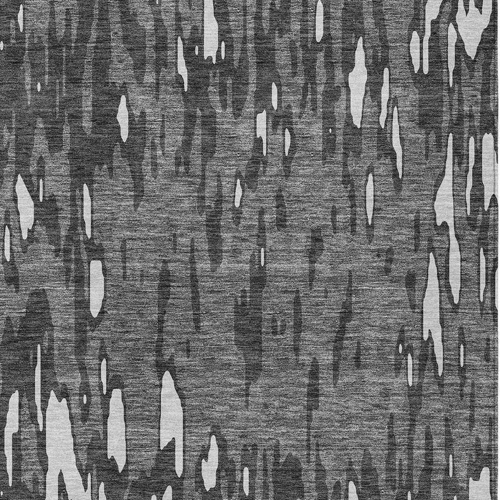 10' X 14' Gray And Ivory Abstract Washable Indoor Outdoor Area Rug