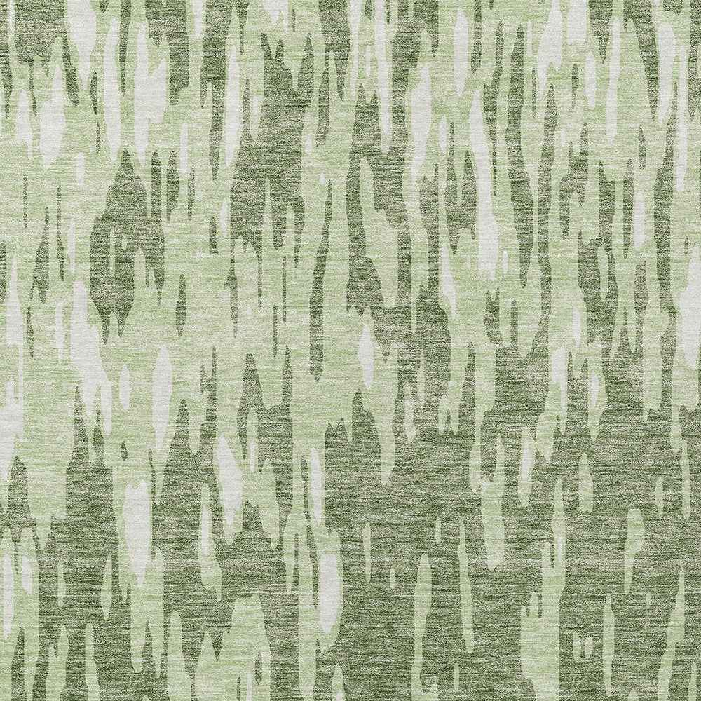 9' X 12' Green And Ivory Abstract Washable Indoor Outdoor Area Rug