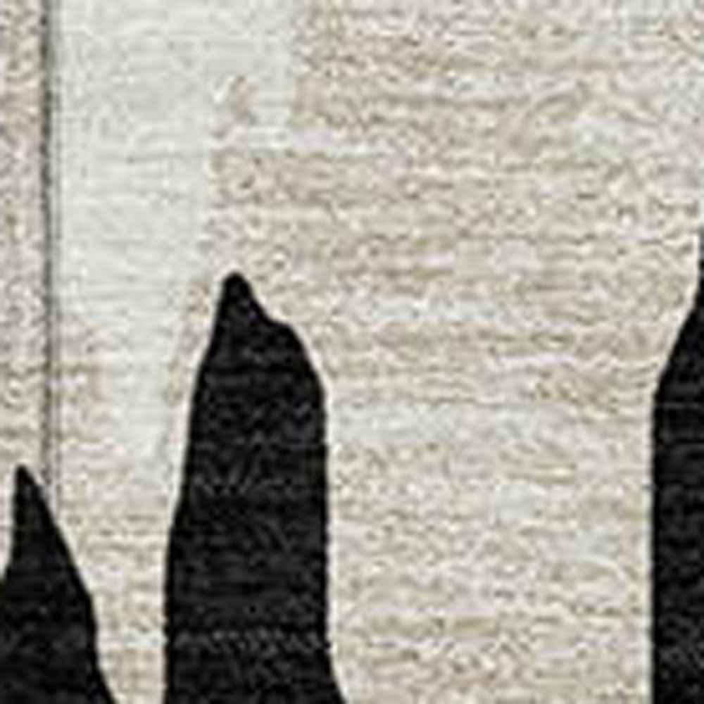 3' X 5' Black And Ivory Abstract Washable Indoor Outdoor Area Rug