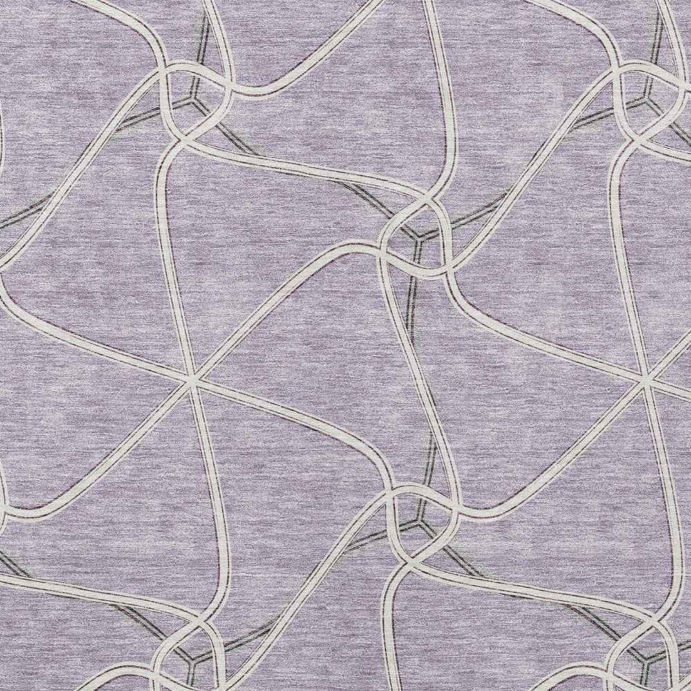 3' X 5' Lavender And Ivory Geometric Washable Indoor Outdoor Area Rug