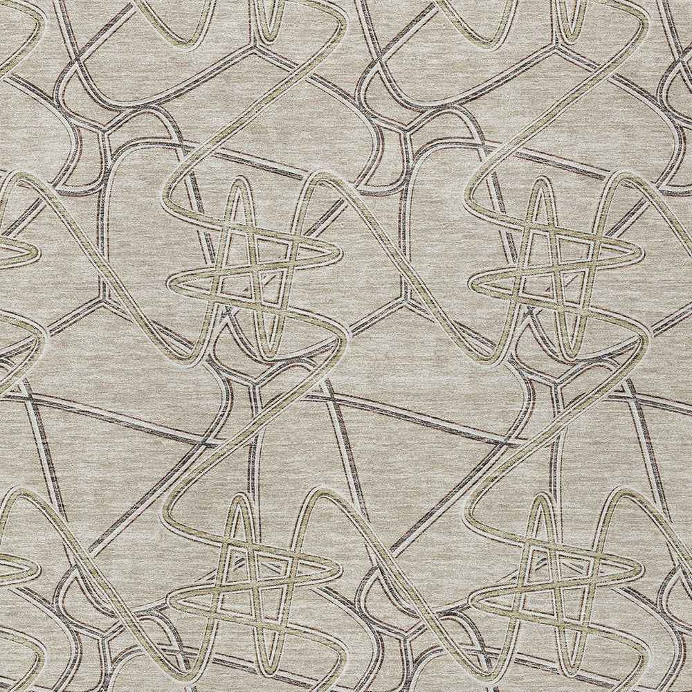3' X 5' Beige Ivory And Gray Geometric Washable Indoor Outdoor Area Rug