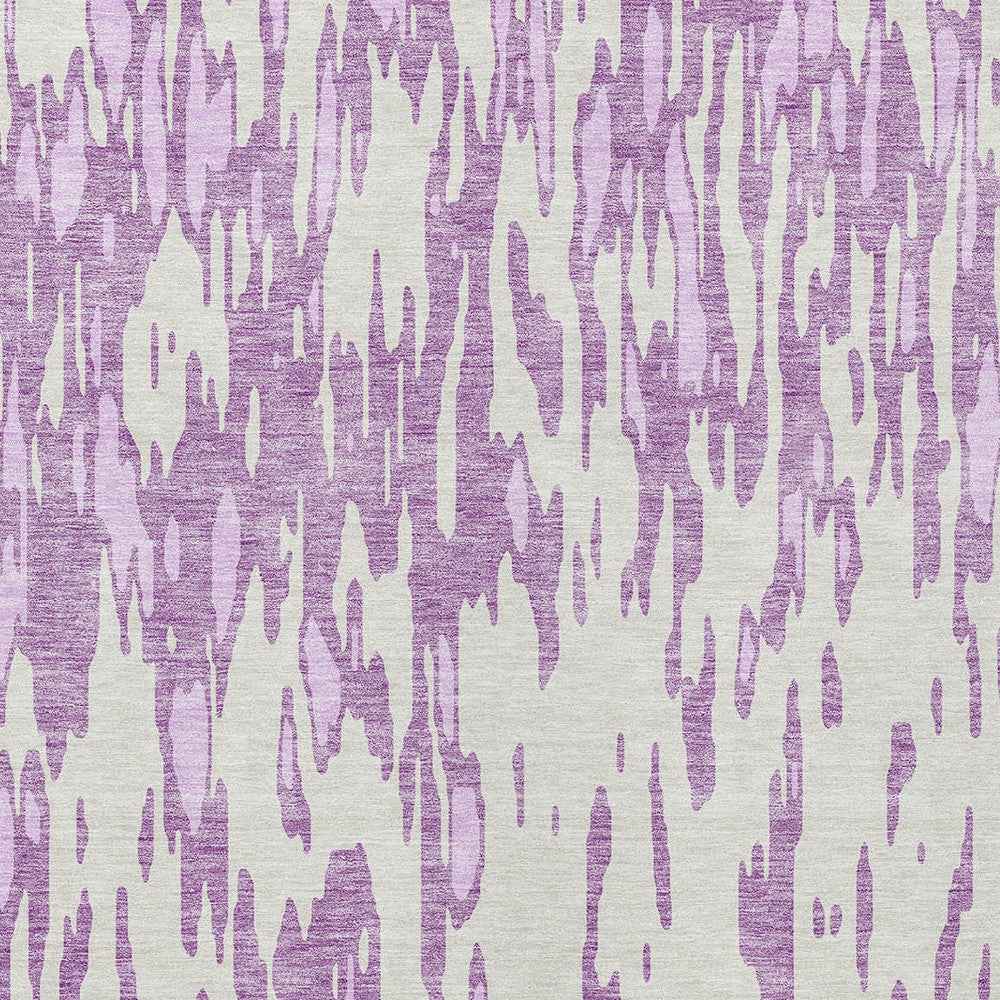 5' X 8' Lavender And Ivory Abstract Washable Indoor Outdoor Area Rug