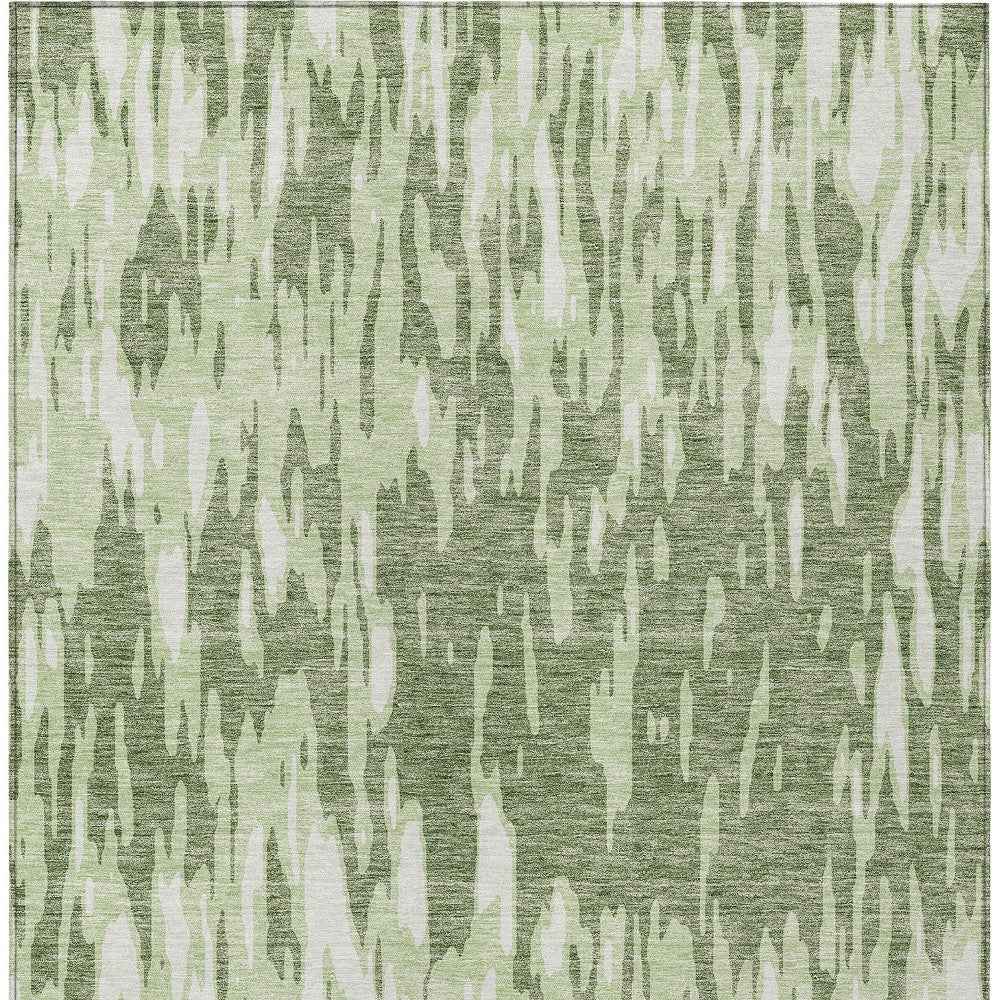 3' X 5' Green And Ivory Abstract Washable Indoor Outdoor Area Rug