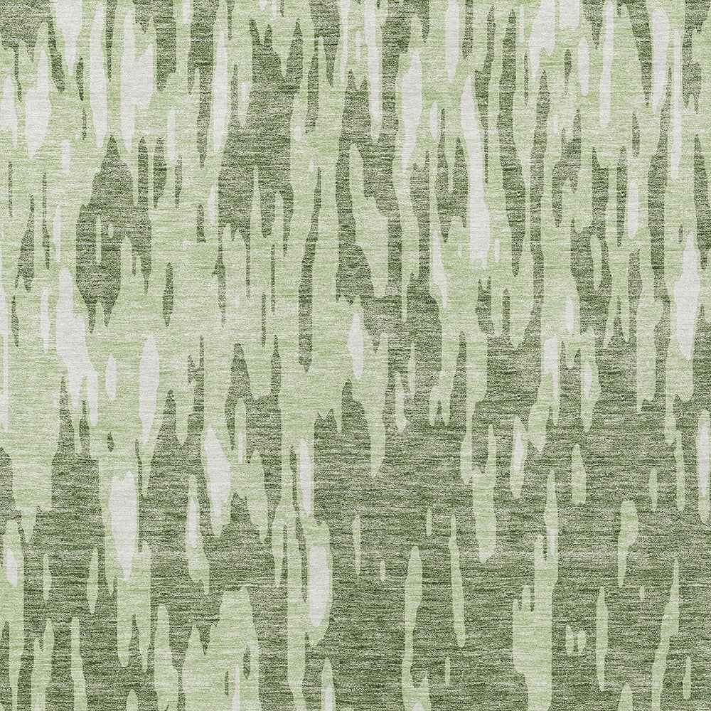 3' X 5' Green And Ivory Abstract Washable Indoor Outdoor Area Rug