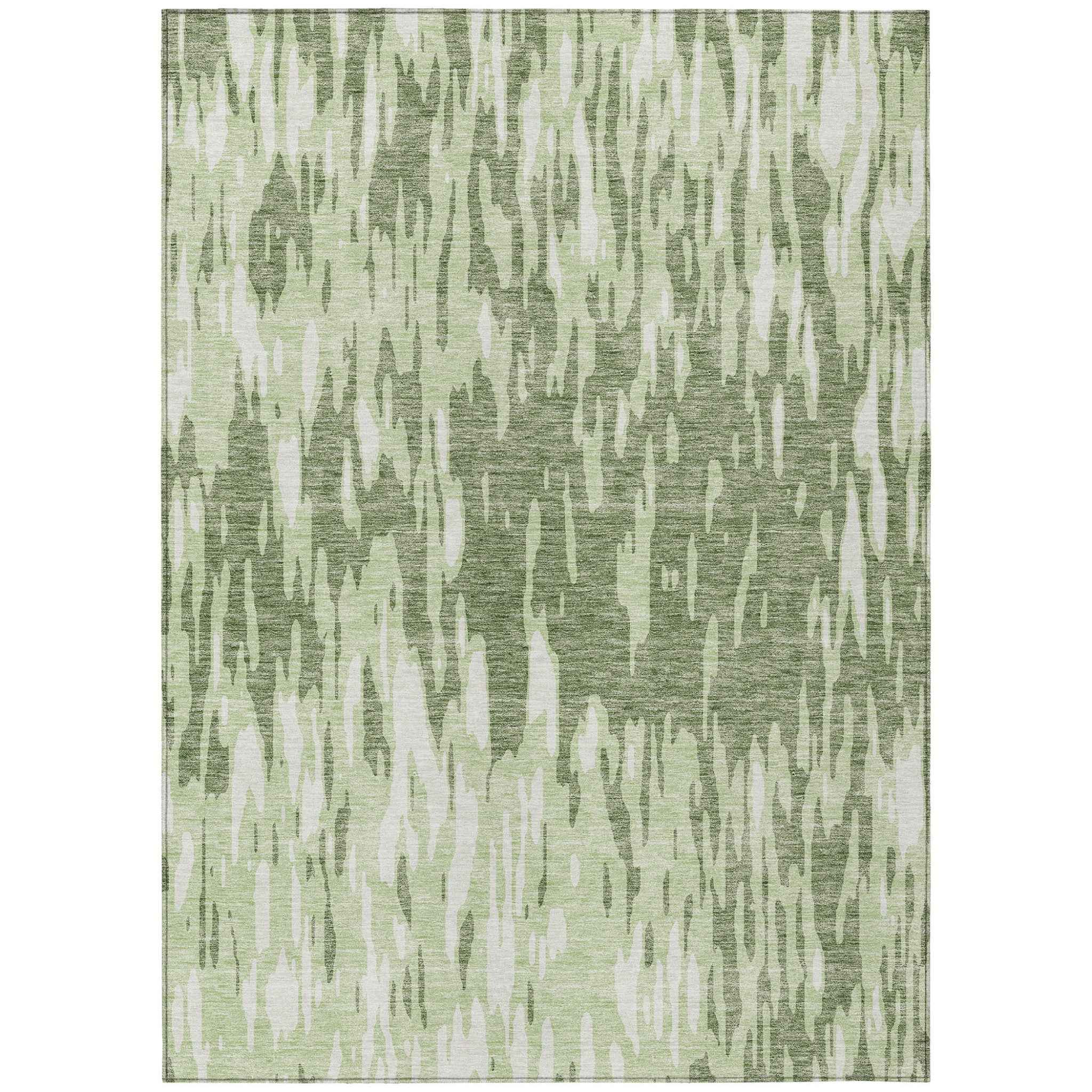 3' X 5' Green And Ivory Abstract Washable Indoor Outdoor Area Rug