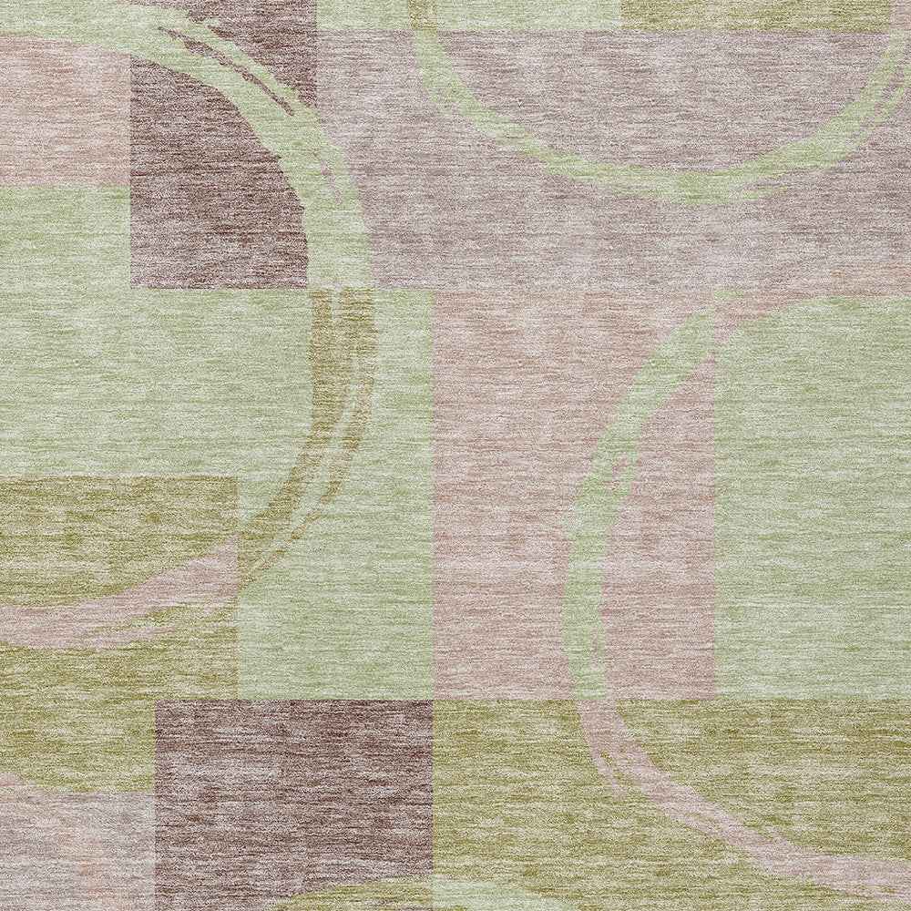 8' X 10' Blush And Mint Green Abstract Washable Indoor Outdoor Area Rug