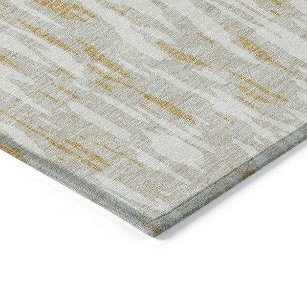 8' X 10' Gold And Ivory Abstract Washable Indoor Outdoor Area Rug Default Title