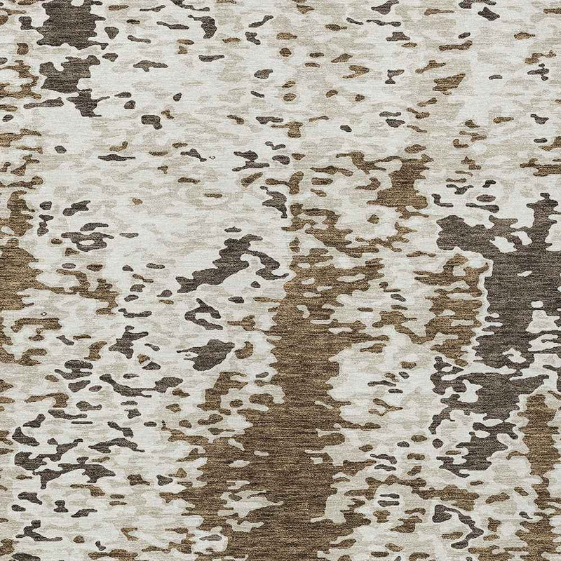 10' X 14' Brown And Ivory Abstract Washable Indoor Outdoor Area Rug