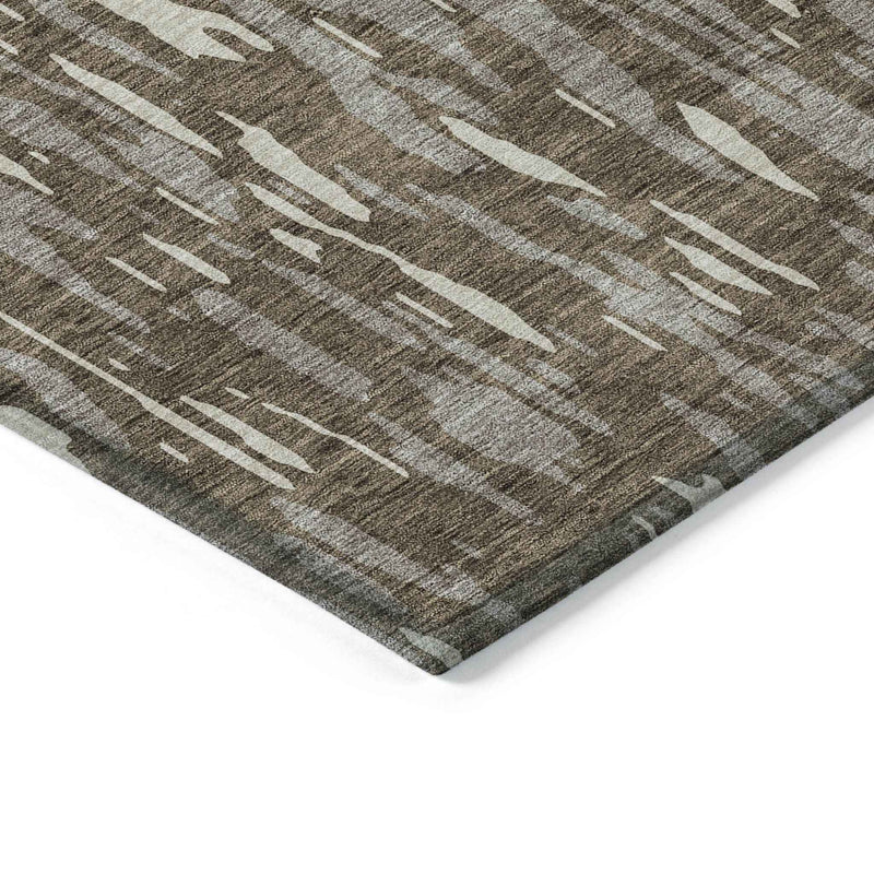 8' X 10' Brown And Ivory Abstract Washable Indoor Outdoor Area Rug