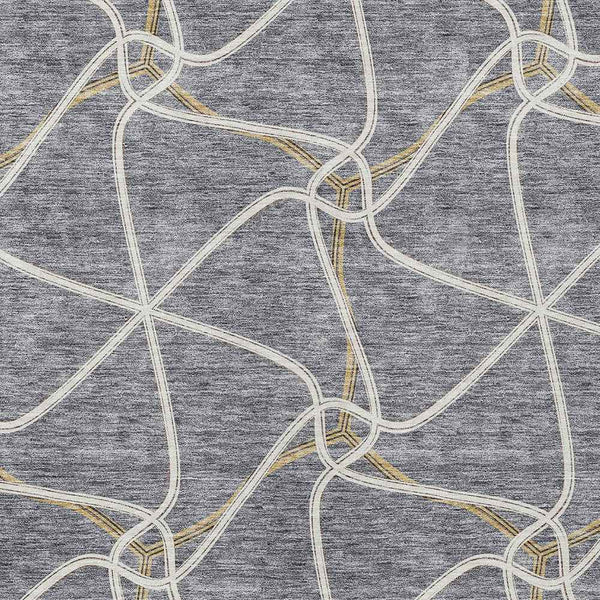 10' X 14' Gray And Ivory Geometric Washable Indoor Outdoor Area Rug