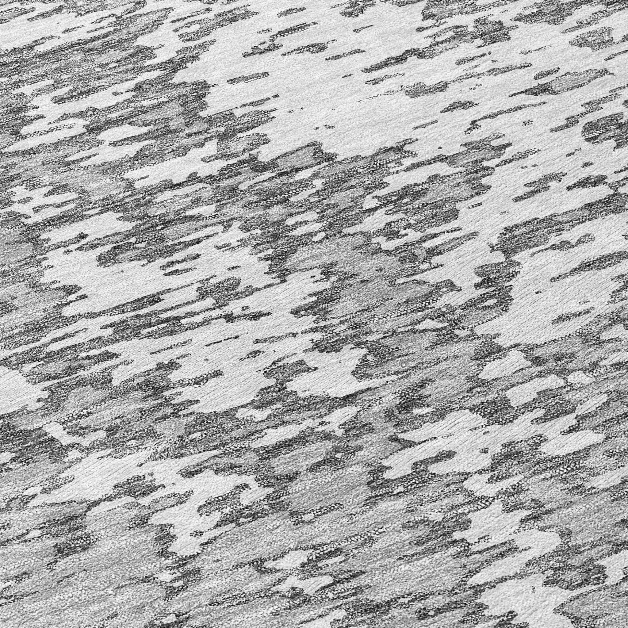 8' Gray And Ivory Round Abstract Washable Indoor Outdoor Area Rug