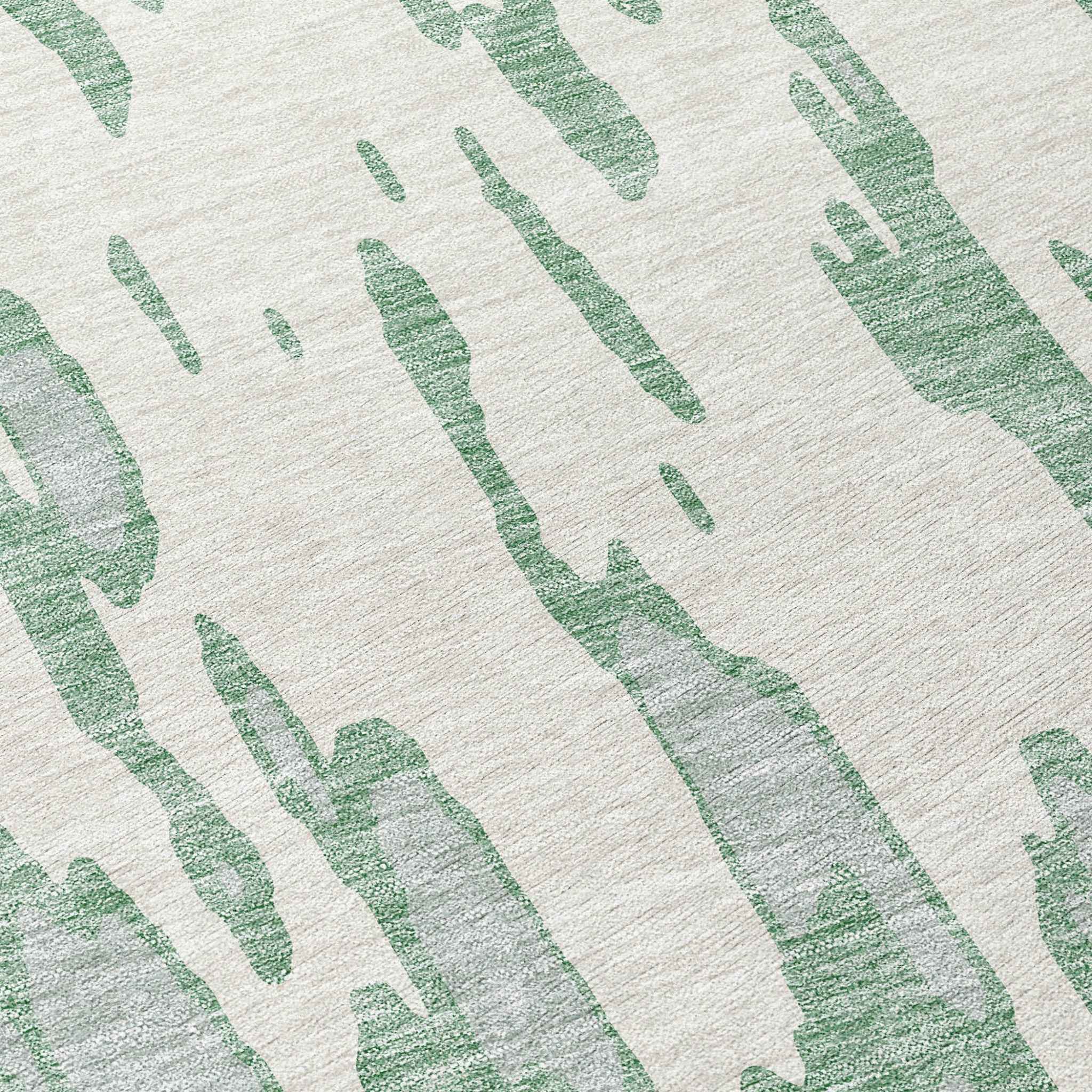 8' Sage And Ivory Round Abstract Washable Indoor Outdoor Area Rug