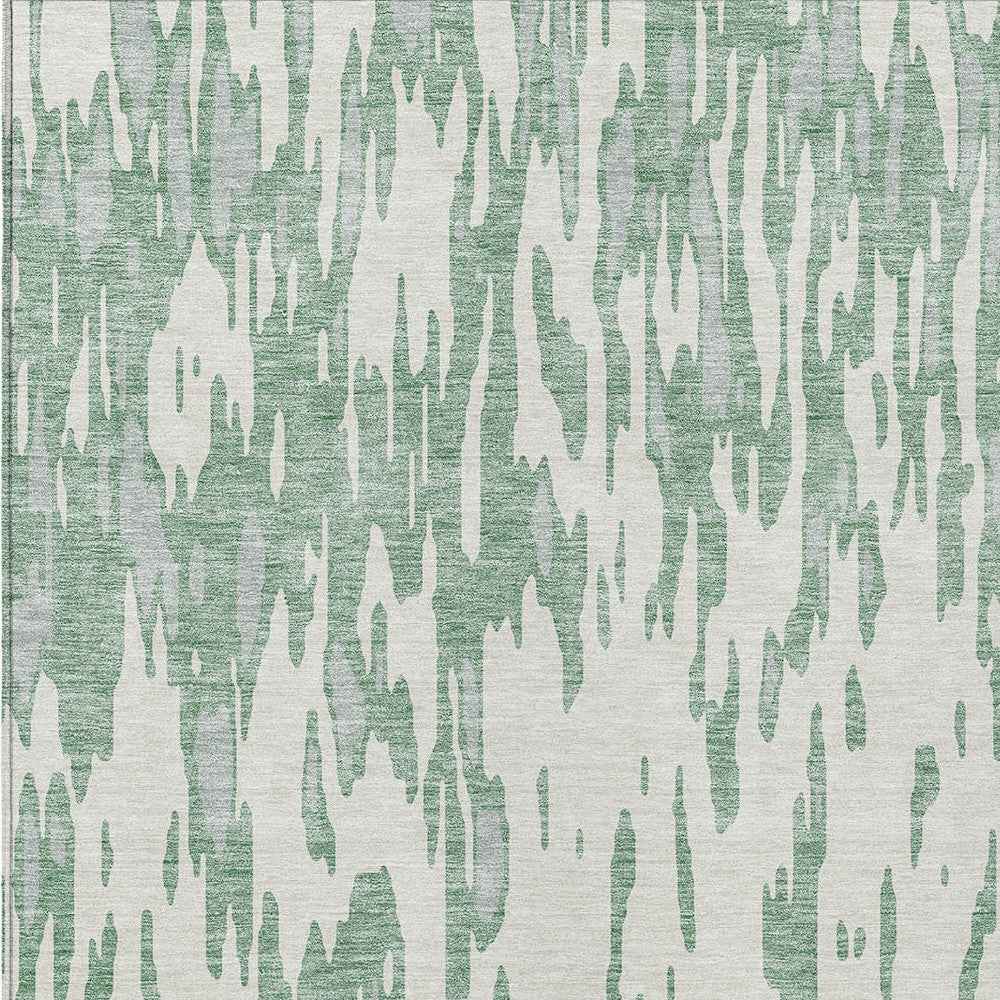 5' X 8' Sage And Ivory Abstract Washable Indoor Outdoor Area Rug