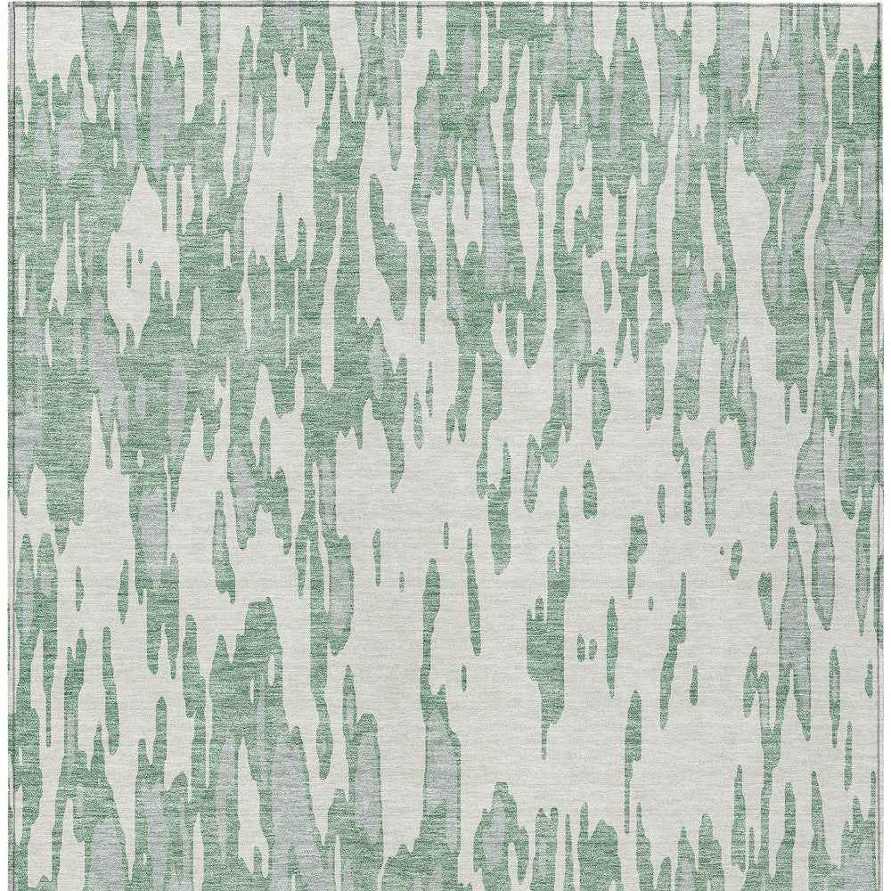 5' X 8' Sage And Ivory Abstract Washable Indoor Outdoor Area Rug