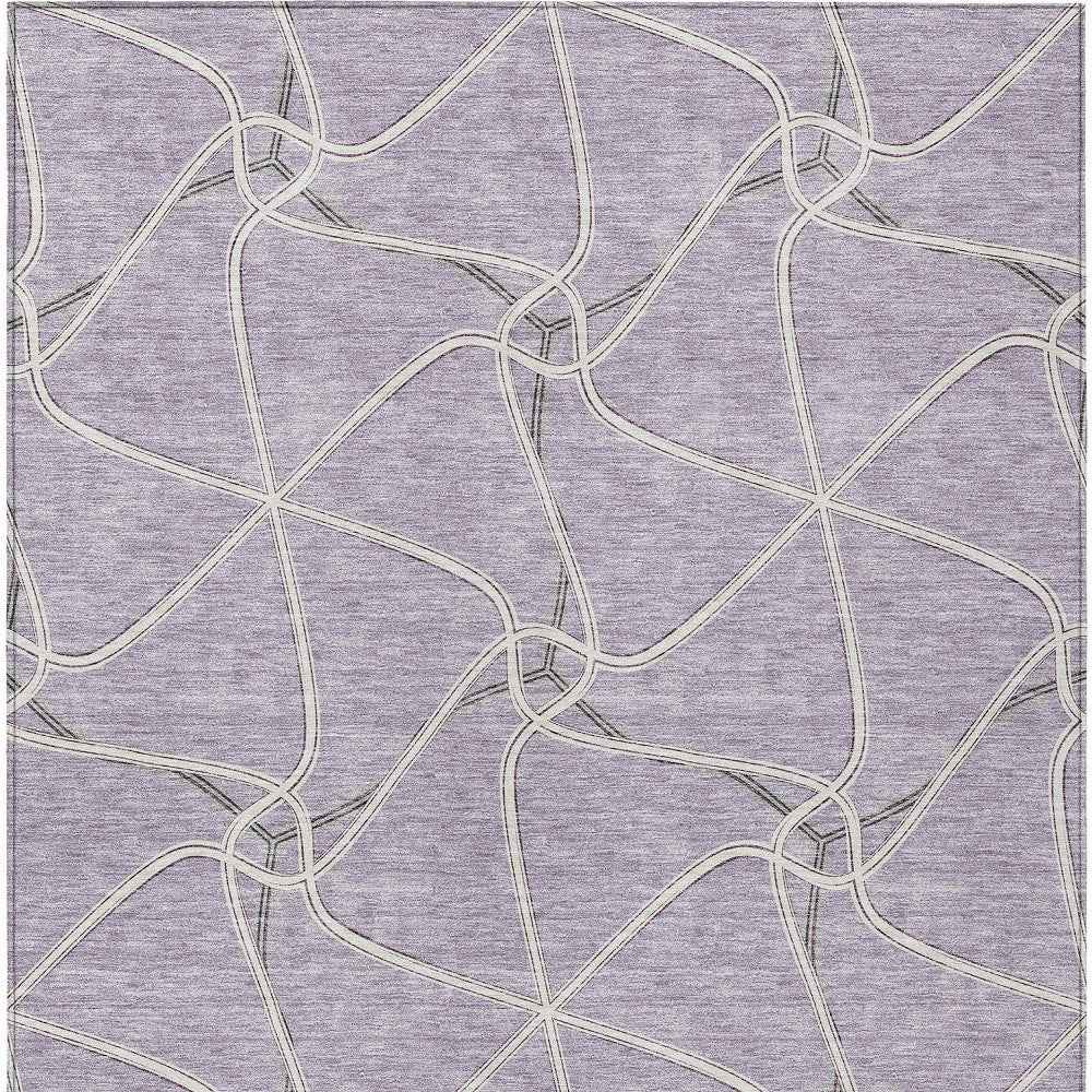 5' X 8' Lavender And Ivory Geometric Washable Indoor Outdoor Area Rug