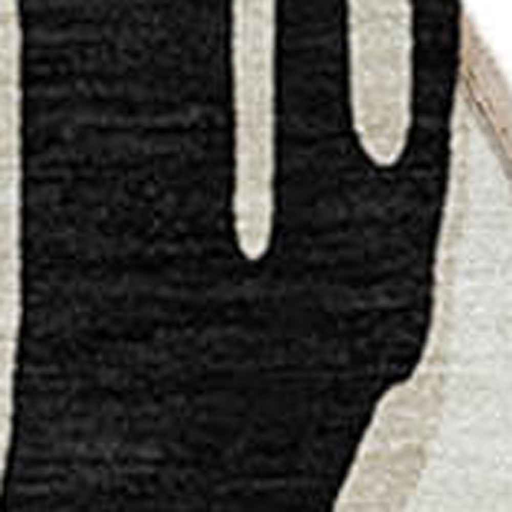 8' Black And Ivory Round Abstract Washable Indoor Outdoor Area Rug