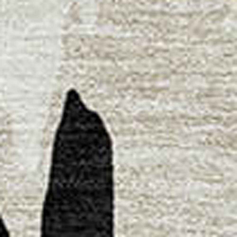 10' X 14' Black And Ivory Abstract Washable Indoor Outdoor Area Rug