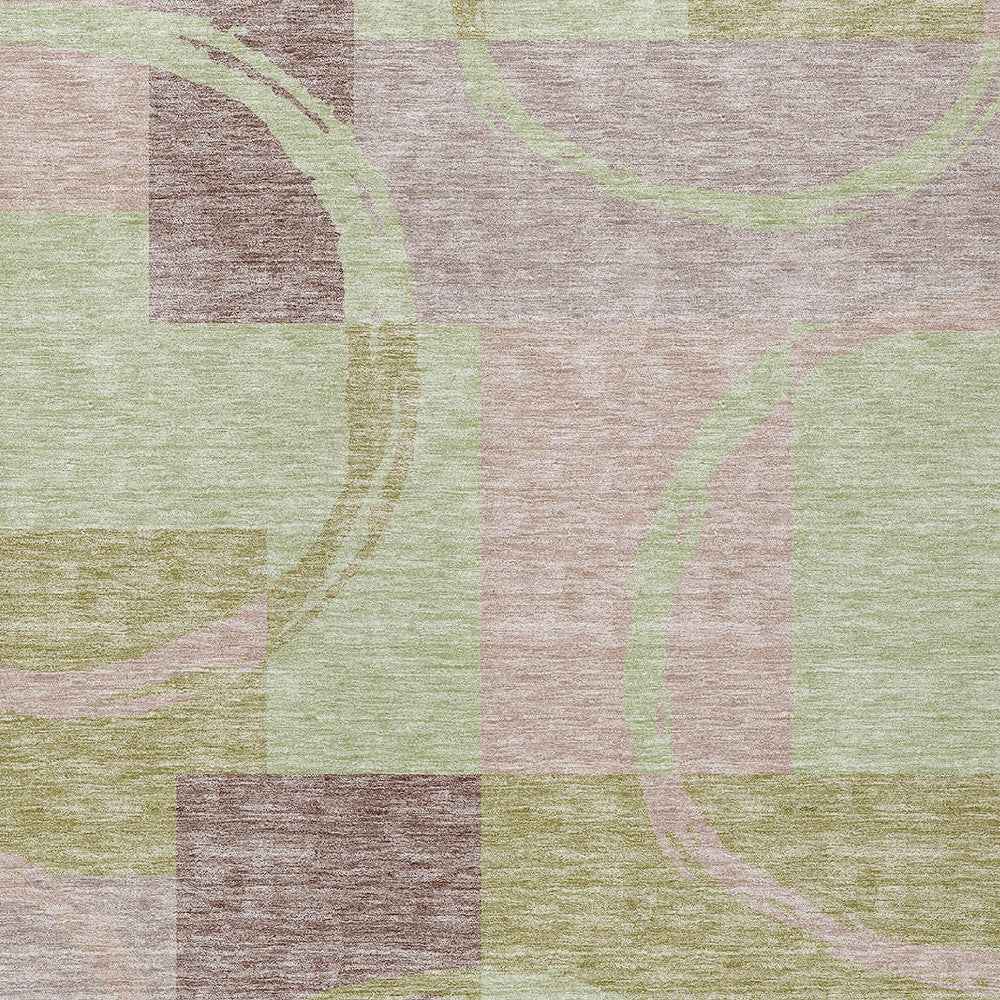 10' X 14' Blush And Mint Green Abstract Washable Indoor Outdoor Area Rug