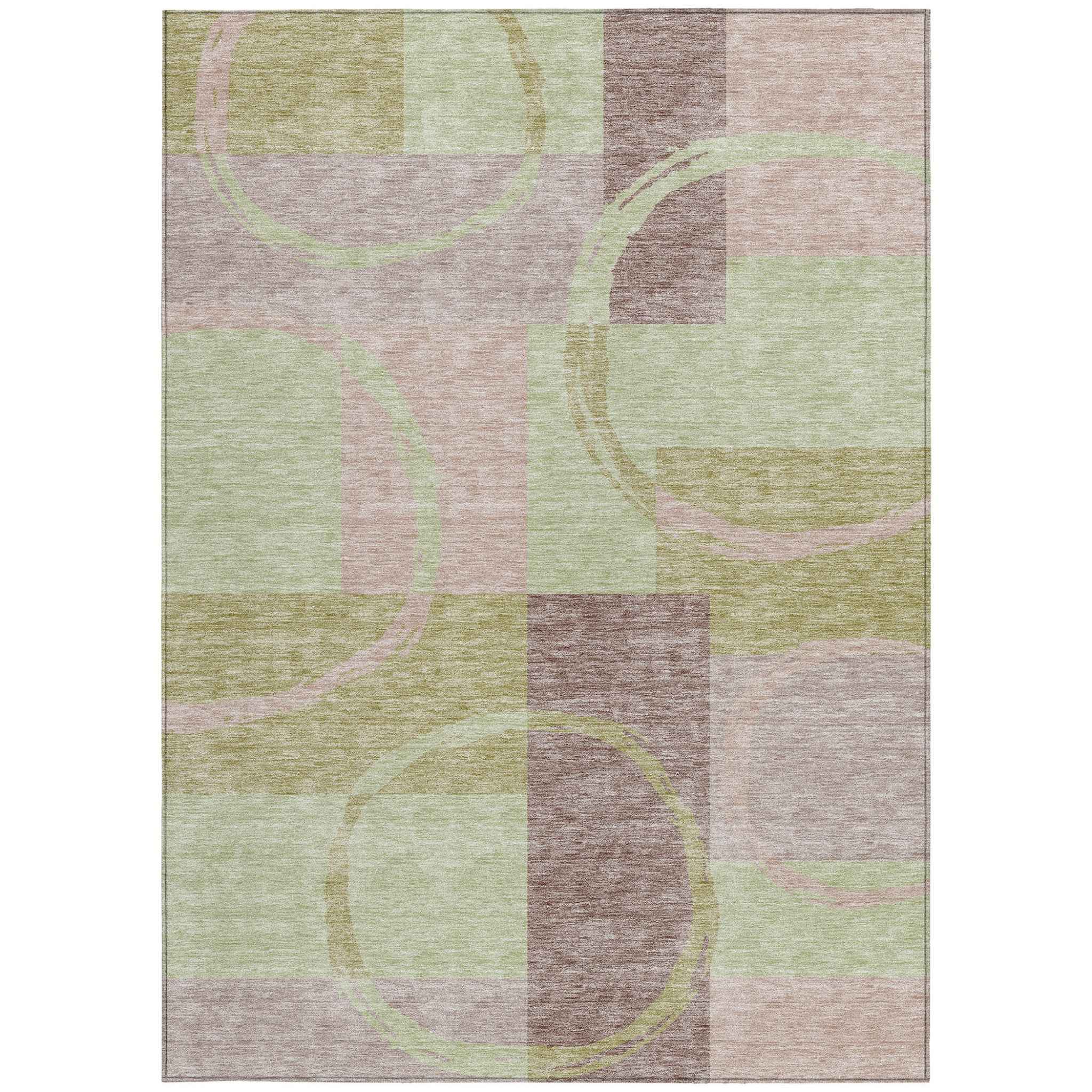 10' X 14' Blush And Mint Green Abstract Washable Indoor Outdoor Area Rug
