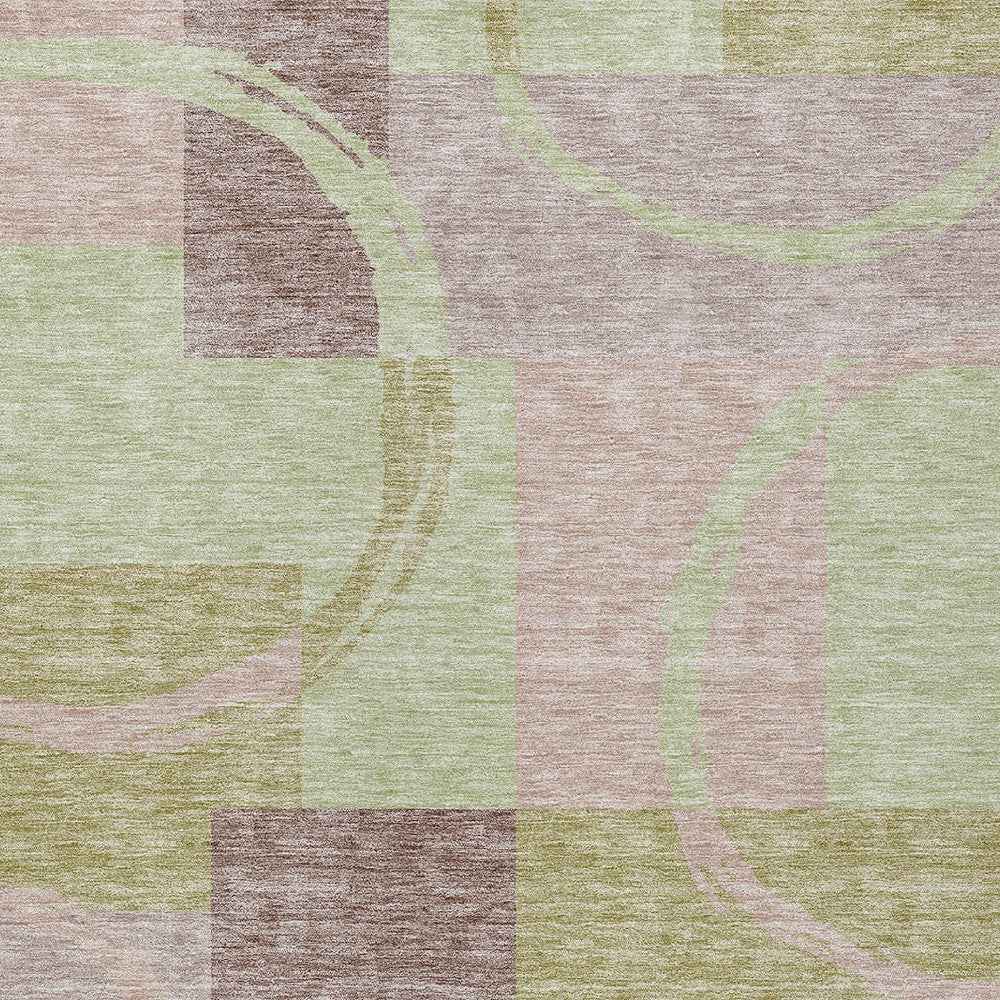 9' X 12' Blush And Mint Green Abstract Washable Indoor Outdoor Area Rug