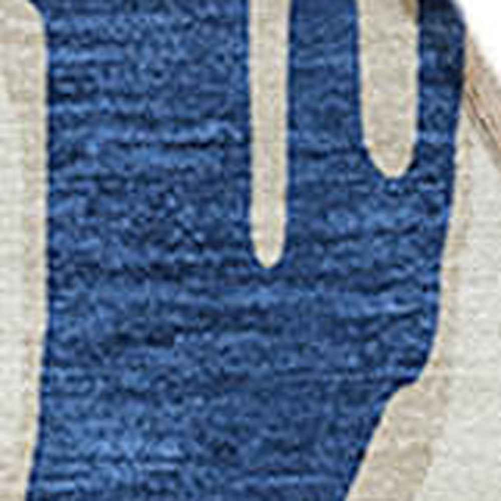 8' Navy Blue And Ivory Round Abstract Washable Indoor Outdoor Area Rug