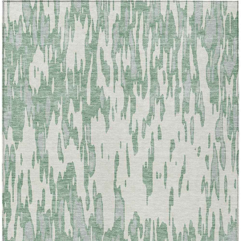 9' X 12' Sage And Ivory Abstract Washable Indoor Outdoor Area Rug