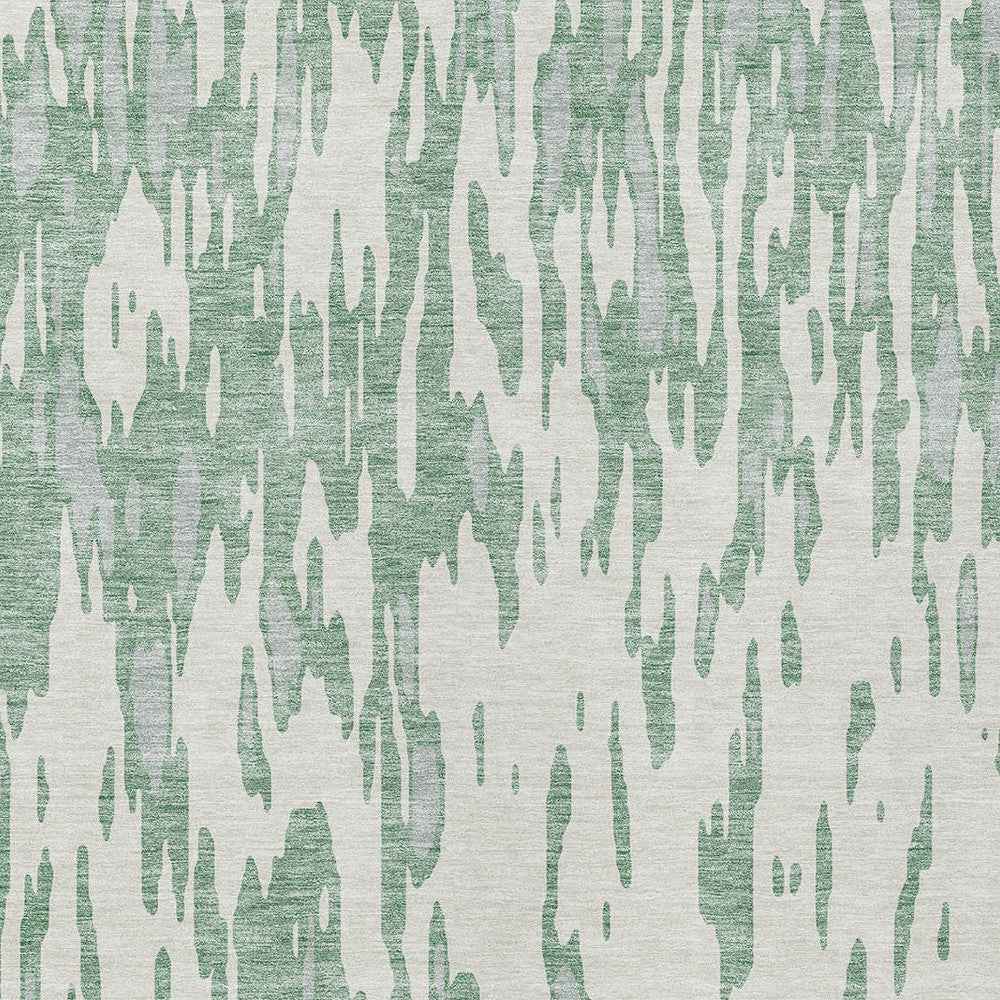 9' X 12' Sage And Ivory Abstract Washable Indoor Outdoor Area Rug