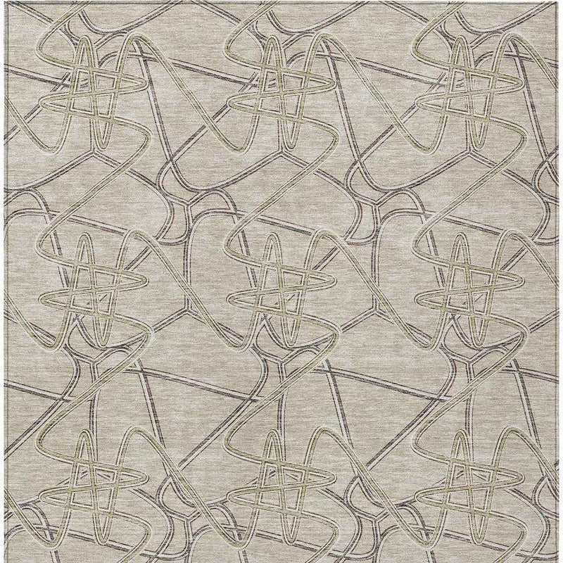 9' X 12' Beige Ivory And Gray Geometric Washable Indoor Outdoor Area Rug
