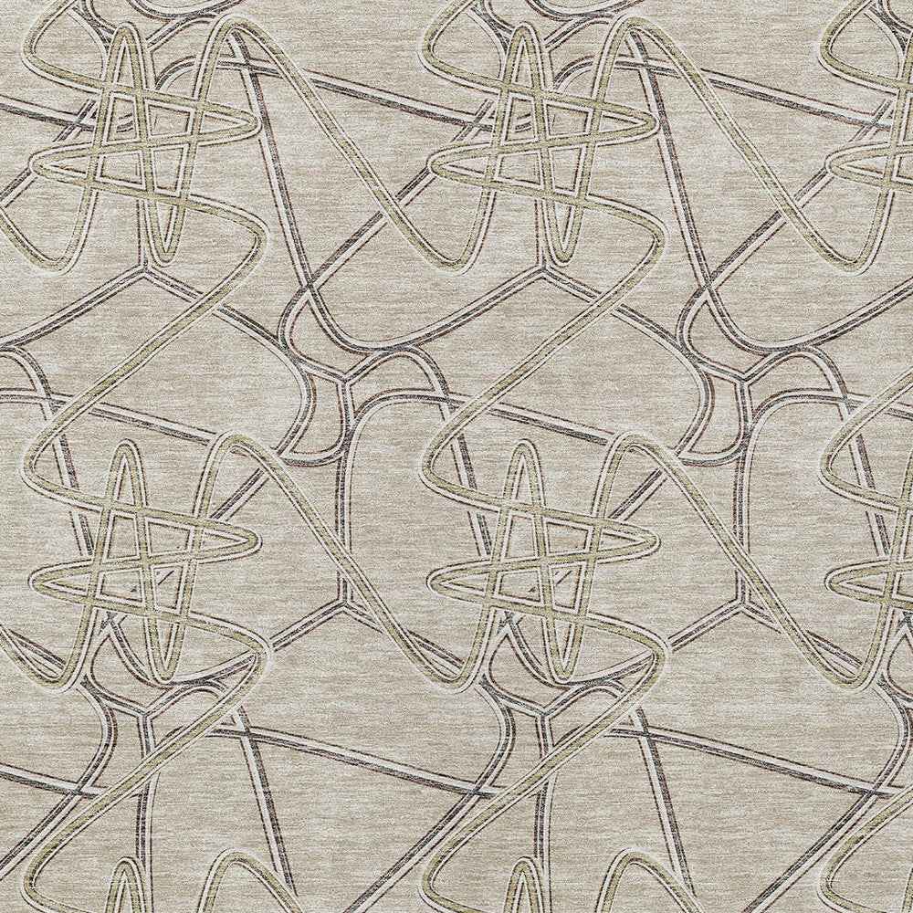 9' X 12' Beige Ivory And Gray Geometric Washable Indoor Outdoor Area Rug